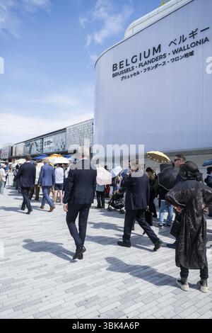 Osaka, Japan. Juni 2025. Der belgische Pavillon, der während eines Besuchs auf der Weltausstellung (13.04.-13.10) während der flämischen Woche (15.-21.06) in Osaka, Kansai, Japan, am Mittwoch, den 18. Juni 2025 dargestellt wurde. Die Expo 2025 ist eine Weltausstellung, die vom Bureau International des Expositions (BIE) organisiert wird. Sie findet für sechs Monate vom 13. April 2025 bis zum 13. Oktober 2025 statt. BELGA PHOTO ROB WALBERS Credit: Belga News Agency/Alamy Live News Stockfoto