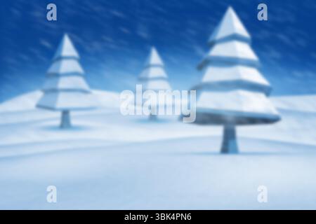 Der größte schneebedeckte, kegelförmige Baum steht in flachem Design und Winterszene mit Gewirr Stockfoto