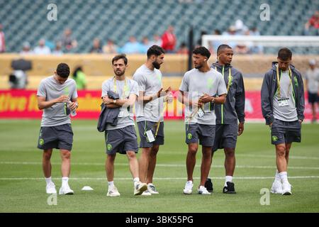 PHILADELPHIA, USA - 18. Juni 2025: Spieler aus Manchester City vor dem Spiel der Gruppe G der FIFA Club-Weltmeisterschaft zwischen Manchester City FC und Wydad AC im Lincoln Financial Field (Credit: Craig Mercer/ Alamy Live News) Stockfoto