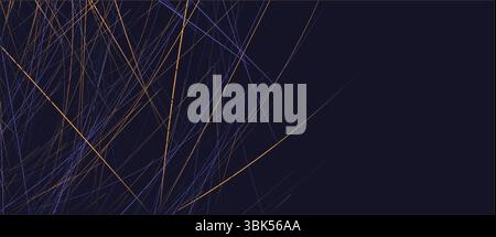 Dunkler Hintergrund mit farbigen Linien und Platz für Text oder Bilder, der abstrakte Trends und technologische Trends reflektiert. Stock Vektor