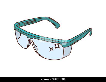Cartoon groovige medizinische Schutzbrille mit Glitzereffekt. Vector Schutzbrille für den Augenschutz in medizinischen, Labor- und Industrieumgebungen, die Sicherheit oder Hygiene für medizinisches Personal gewährleistet Stock Vektor