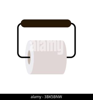 Einfaches Design eines Toilettenpapierrollenhalters mit einer weißen Rolle im minimalistischen Stil Stock Vektor