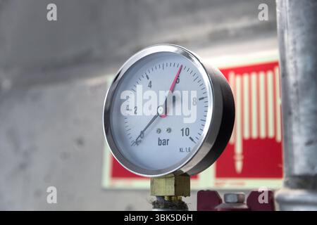 Manometer ein Luft-Kompressor Closeup Fotos Stockfoto