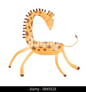 Happy Giraffe. Kinderzimmer-Vektor-Kunst mit süßer Giraffe. Lustige handgezeichnete Kinderzimmer-Kunst mit Cartoon der Giraffe auf weißem Hintergrund. Safari-Tier. Stock Vektor