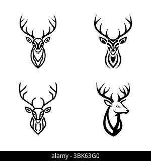 Abstraktes Hirschkopf-Logo. Stilisiertes Hirsch-Logo auf weißem Hintergrund Stock Vektor