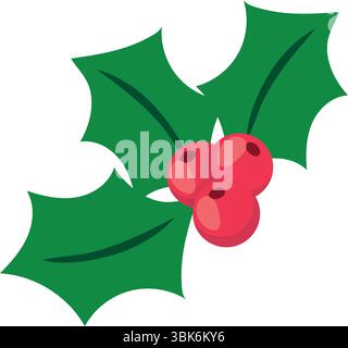 Stechpalmenzweig mit Beeren. Vektor Stock Vektor