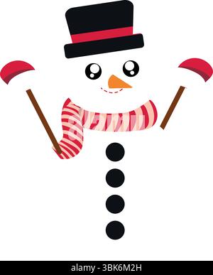 Glückliche Schneemannfigur. Vektor Stock Vektor