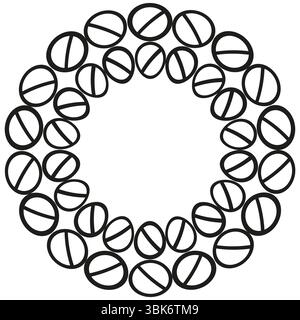 Symbol für Ringkette. Symbol für überlappende Schleife. Kreisförmiger Link-Vektor. Abstraktes Spulenmotiv. Stock Vektor