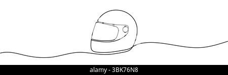 Durchgehende einzeilige Motorrennhelm mit geschlossenem Glasvisier. Für Auto, Motorradsport, Rennen, Motocross oder Biker Club, Motorsport Wettkampf Stock Vektor