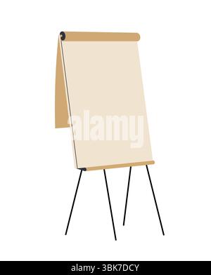 Flipchart mit leerem, leerem Papierbogen isoliert Stock Vektor