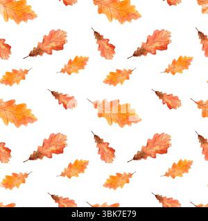 Nahtloses Muster mit Aquarellblättern auf weißem Hintergrund. Handgezeichnete Illustration für Ihr Design, Ihren Druck, Ihr Textil Stockfoto