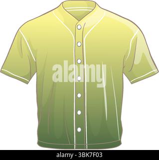 Vektorillustration eines Baseballtrikots mit gelb-grünem Verlauf. Mit Knopfdetails und klassischem Kragen Stock Vektor