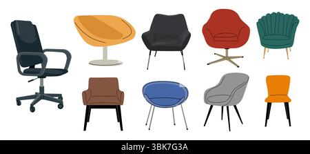 Sessel und Stühle für Büro und Wohnzimmer Stock Vektor