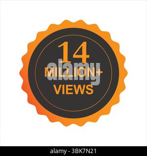 14 Millionen Aufrufe Feier Vektor mit Dankeschön und Glückwunsch Text. Circle Background Design für Meilensteine in sozialen Medien und virale Inhalte. Stock Vektor