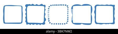 Farbenfrohe Handgezeichnete Quadratische Rahmen-Kollektion Stock Vektor