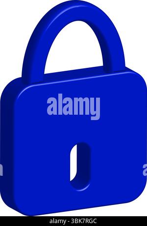 Blaues Vorhängeschloss-Symbol – 3D-Sicherheits- und Datenschutzsymbol Stock Vektor