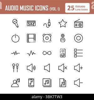 Audio-Musiksymbole eingestellt (Vol.1) Stock Vektor