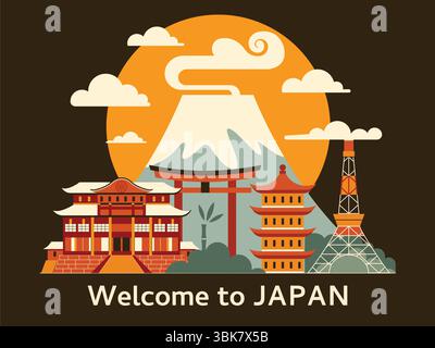 Reisen Sie mit dem Fuji nach Japan Stock Vektor