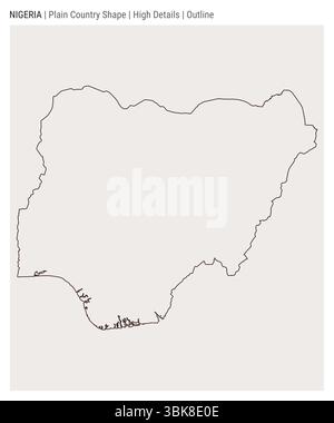 Nigerianische Landkarte. Hohe Details. Umrissstil. Die Form Nigerias. Vektorabbildung. Stock Vektor
