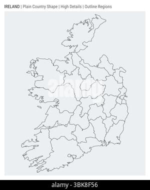 Irland einfache Landkarte. Hohe Details. Stil für Modellbereiche. Die Form Irlands. Vektorabbildung. Stock Vektor