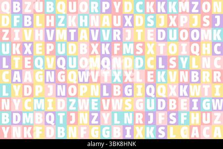 Alle Buchstaben des englischen Alphabets in farbenfrohen nahtlosen Vektor-Mosaik-Muster, pädagogisches Design für Kinder, Kinder, Kindergartentapeten, zurück zu sc Stock Vektor