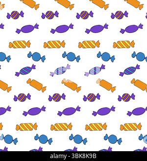 Nahtloses Muster für Weihnachtsbonbons. Abbildung der grafischen Vektorfarbe. Baby-Design mit Weihnachtsclip zum Einpacken von Papier, Druck, Stoff und Sammelalbum. Stock Vektor