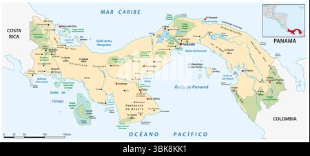 Karte des zentralamerikanischen Bundesstaates Panama Stockfoto