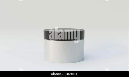 Kosmetisches Glas auf weißem Hintergrund. Kosmetikflaschenkonzept auf weißem Hintergrund. Leeres kosmetisches Creme-Glas auf isoliertem Hintergrund. Stockfoto