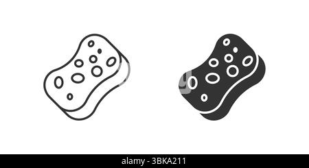 Schwamm-Symbolsatz. Ein schwarzes Symbol eines Schwammes, das für Reinigung oder Absorption steht. Stock Vektor