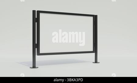 Im Freien Straßenfußweg Plakatmockup mit weißem, leerem Bildschirm auf weißem Hintergrund. Lichtbox realistisches Modell auf weißem Hintergrund. Außenmotiv. Stockfoto