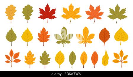 Herbstblätter mit verschiedenen verzerrten Formen Stock Vektor