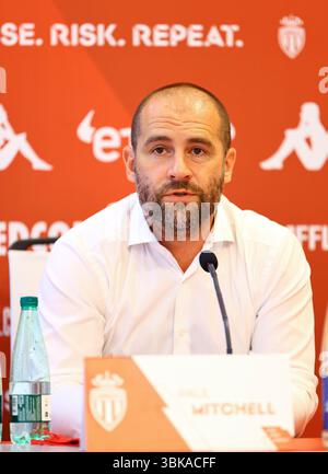 La Turbie, Frankreich - 02. August 2021: SAISON AS Monaco 2021-22, Pressekonferenz mit Paul Mitchell, Sportdirektor Stockfoto