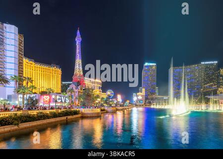 Las Vegas Strip wie bei Nacht in Las Vegas, Nevada. Stockfoto