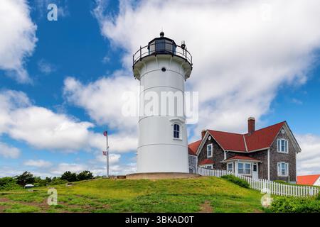 Cape Cod Lighthouse. Nobska Lighthouse, Woods Hole, Cape Cod, New England, Massachusetts, USA. Stockfoto