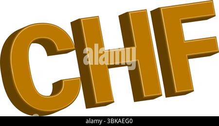 Goldenes 3D-Symbol für die Währungsabkürzung für CHF (Schweizer Franken) Stock Vektor