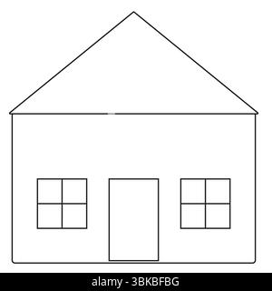 Einfaches Haussymbol. Vektor der Ausgangsform. Umrisse des Türfensters. Dachdreieckform. Stock Vektor