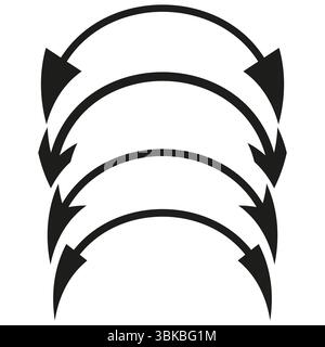 Symbol mit gekrümmtem Pfeil. Form der kreisförmigen Richtung. Abstrakter Vektorzeiger. Fettgedrucktes Bewegungssymbol. Stock Vektor