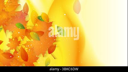 Lebendiger, gewellter Herbst-Hintergrund mit Blättern und Punkten. Vektorgrafik mit glänzendem Season Stock Vektor
