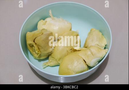 Nahaufnahme von Dura-Früchten auf Schüssel. Stockfoto