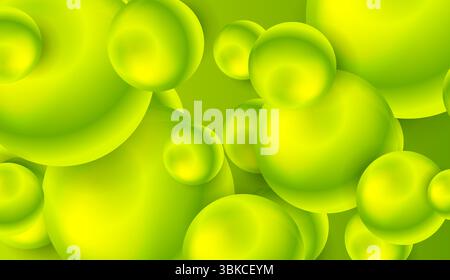 Grüne glänzende 3D-Kugeln Hintergrund für abstraktes geometrisches Konzept. Vektordesign Stock Vektor