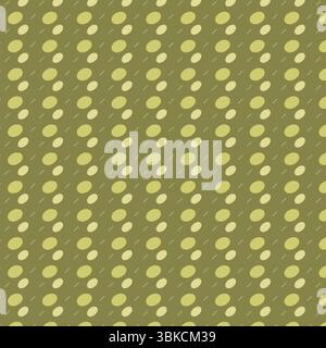 Nahtloses Vektormuster abstrakter Elemente. Monochromer Hintergrund mit geometrischen Elementen in olivfarbener Farbe. Perfekt zum Einpacken von Papier, Textilien und Stockfoto
