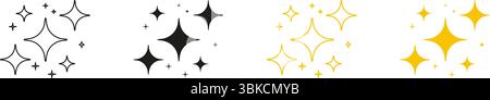Funkelnde Starburst-Symbole, Linien- Und Durchgehende Symbole. Funkelnde Dekorative Symbole, Licht- Und Schimmer-Symbol-Kollektion. Abbildung Des Isolierten Vektors Stock Vektor