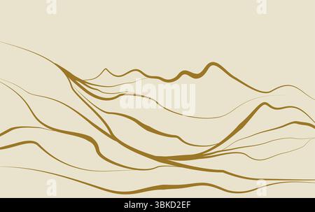 Minimalistische Kunsttapete in den Bergen, luxuriöses Landschaftshintergrundedesign für Cover, Einladungshintergrund, Verpackungsdesign, Stoff und Druck. Stock Vektor