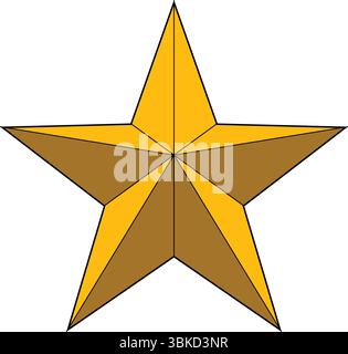 Geometrischer goldener Sternvektor mit scharfen Kanten, perfekt für Auszeichnungen, Errungenschaften, Dekorationen, Weihnachtsdesigns, und Grafikprojekten. Stock Vektor