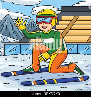 Männliche Skipullover-Befestigung Skibretter farbig Stock Vektor