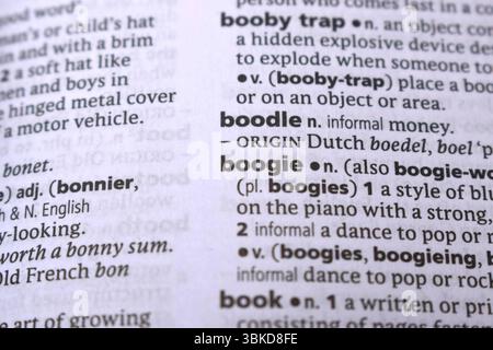 Englisches Wörterbuch Definition Von Wort - Boogie Image Stockfoto