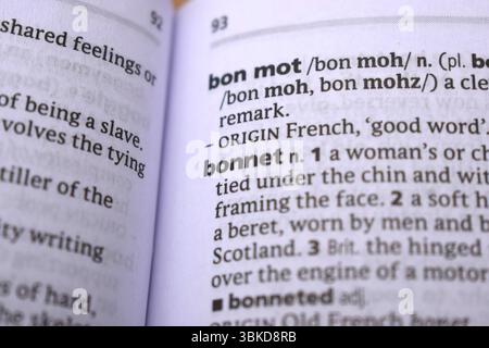 Englisches Wörterbuch Definition Von Wort - Bannet Bild Stockfoto