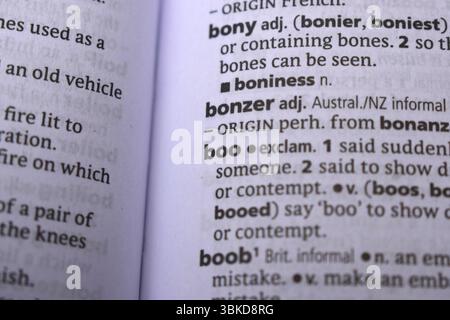 Englisches Wörterbuch Definition Von Word - Bonzer Image Stockfoto