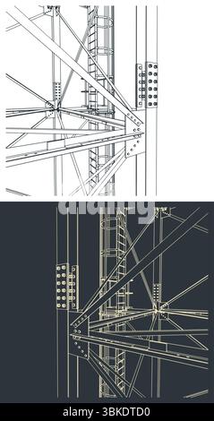 Selbsttragende Turmstütze Nahaufnahme stilisierter Vektorabbildungen Stock Vektor