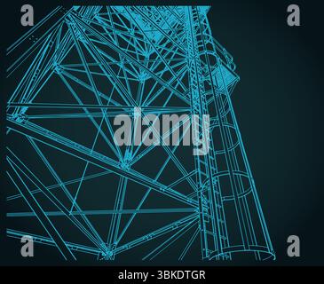 Selbsttragender Turm Nahaufnahme stilisierte Vektorillustration Stock Vektor